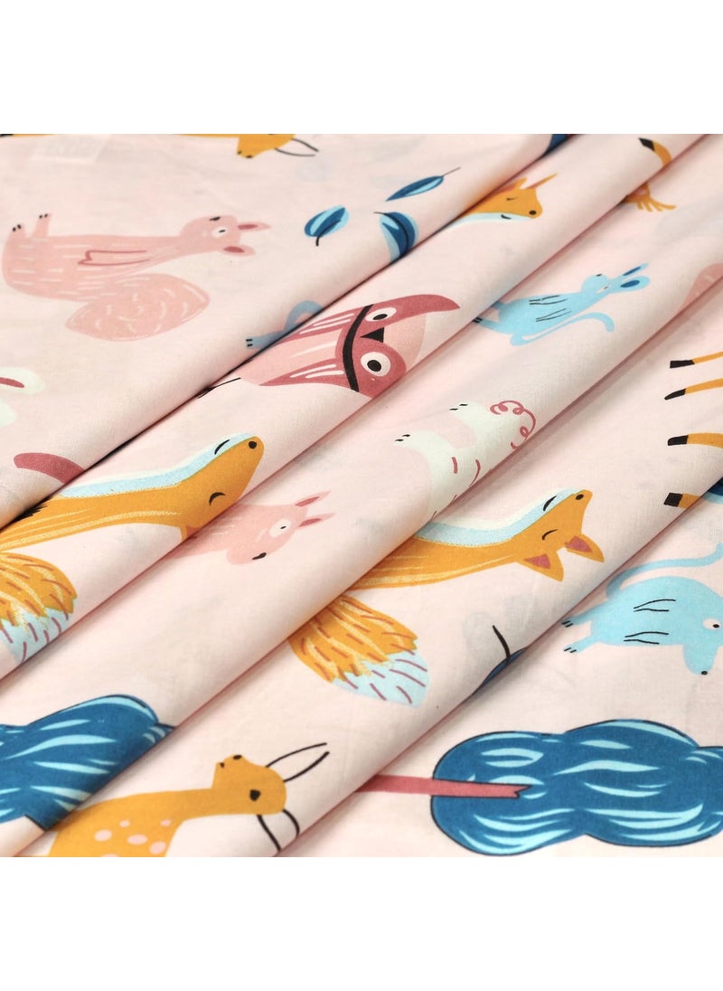LORETO A QUALITY LINEN BRAND 100 Cotton Bedsheet for Double Bed 1 Double Bedsheet with 2 Pillow Covers 144 TC Queen Size Double Bedsheet Cotton Peach Baby Animals