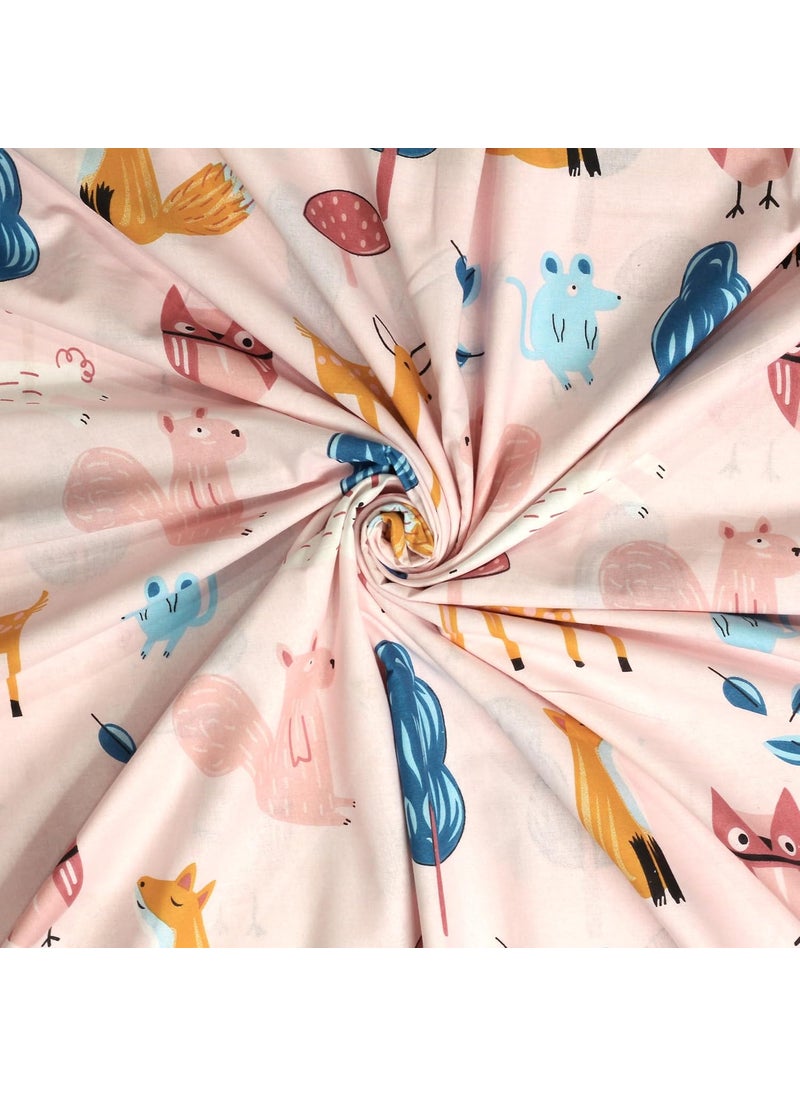 LORETO A QUALITY LINEN BRAND 100 Cotton Bedsheet for Double Bed 1 Double Bedsheet with 2 Pillow Covers 144 TC Queen Size Double Bedsheet Cotton Peach Baby Animals