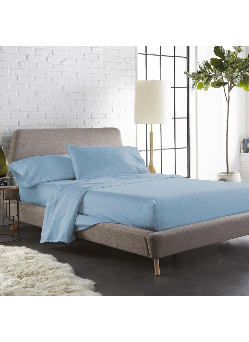 Blue Dahlia 100 Cotton Sateen Weave Bedsheet Set Single Size Premium 300TC1 Flat Sheet60x90 1 Pillow Cover 18x28 SA 8000 OEKOTEX CertifiedSwiss DotPale Blue