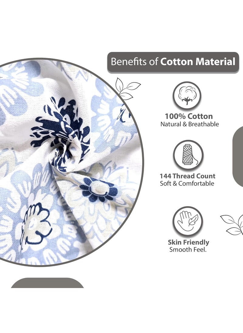Divine Casa 100 Cotton Bedsheet Set for Single Bed 1 Single Cotton Bedsheet Pillow Cover 144 TC Breathable WrinkleFree Aesthetic Single Bedsheet Set Dahlia Blue