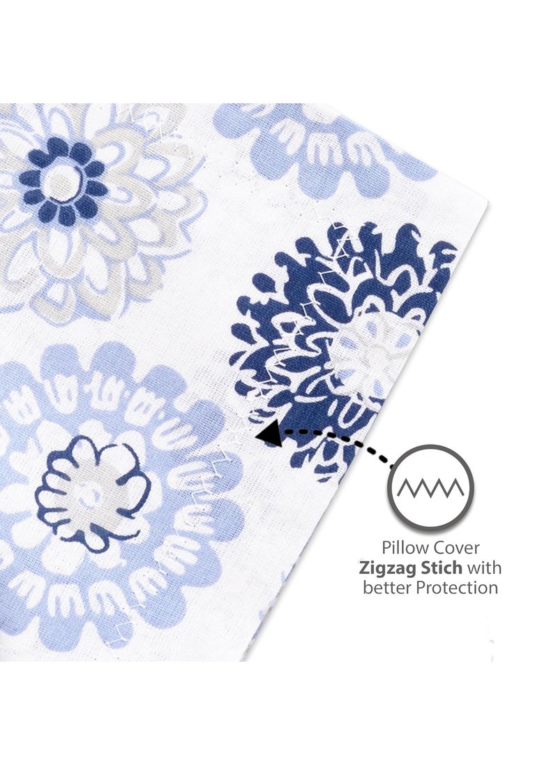 Divine Casa 100 Cotton Bedsheet Set for Single Bed 1 Single Cotton Bedsheet Pillow Cover 144 TC Breathable WrinkleFree Aesthetic Single Bedsheet Set Dahlia Blue
