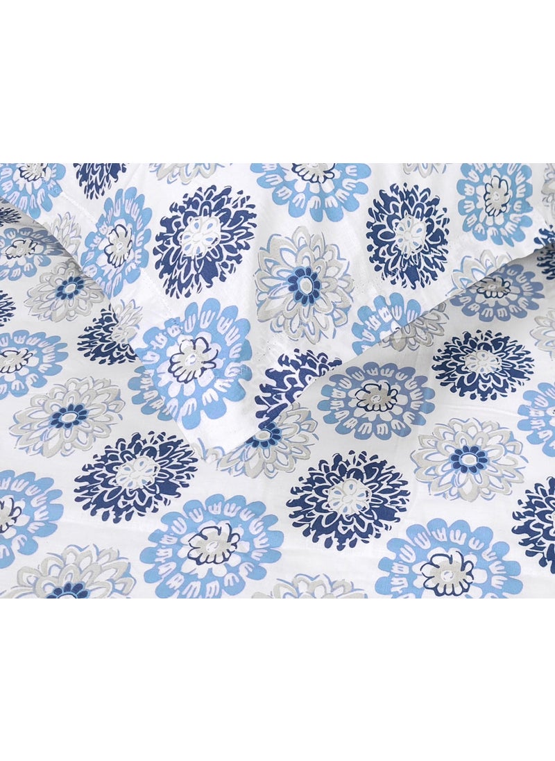 Divine Casa 100 Cotton Bedsheet Set for Single Bed 1 Single Cotton Bedsheet Pillow Cover 144 TC Breathable WrinkleFree Aesthetic Single Bedsheet Set Dahlia Blue