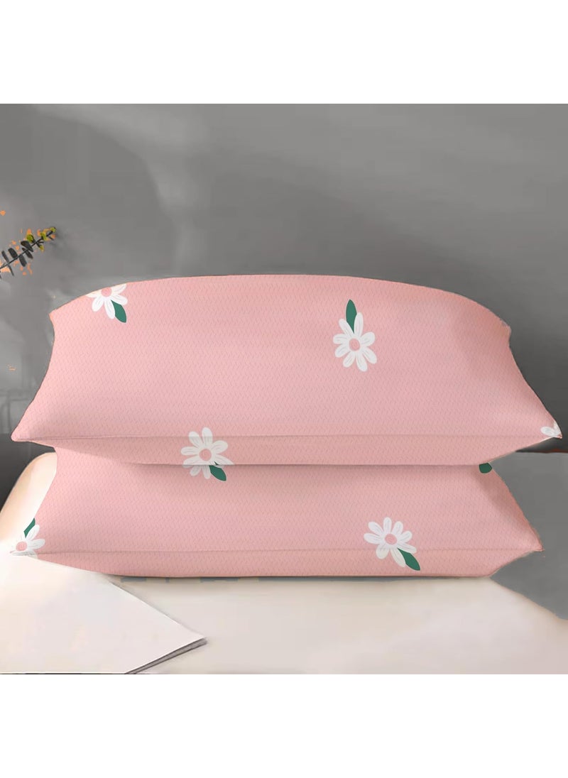 DREAMLET Prime Collections 180TC Glace Cotton Breathable Supersoft Wrinkelfree Double Flat Bedsheet with 2 King Size Pillow Covers Pink Multi Flat