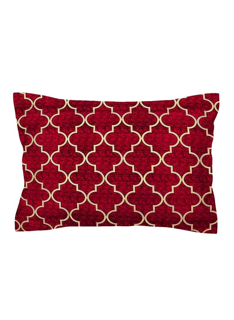 Delight Zone Prime Collection 160TC Supersoft Glace Cotton Double Bedsheet with 2 Pillow Covers Multicolour Size 90 x 90 Inch Maroon Ring Damaas BS Gold