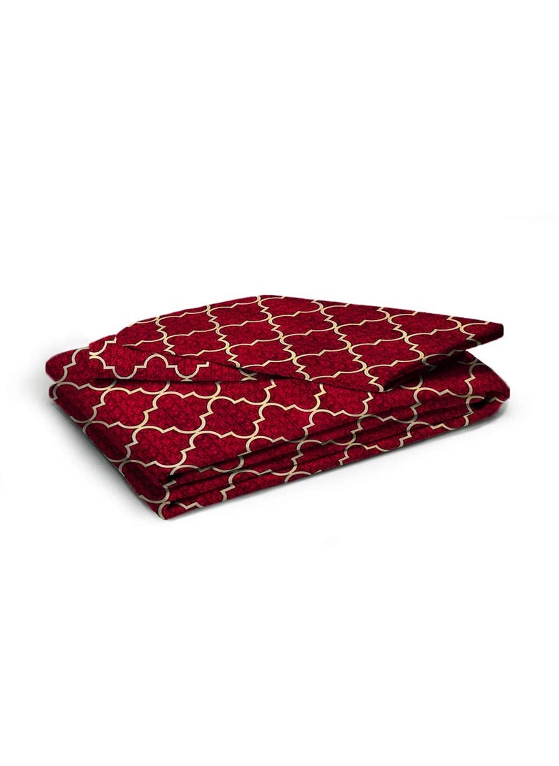 Delight Zone Prime Collection 160TC Supersoft Glace Cotton Double Bedsheet with 2 Pillow Covers Multicolour Size 90 x 90 Inch Maroon Ring Damaas BS Gold