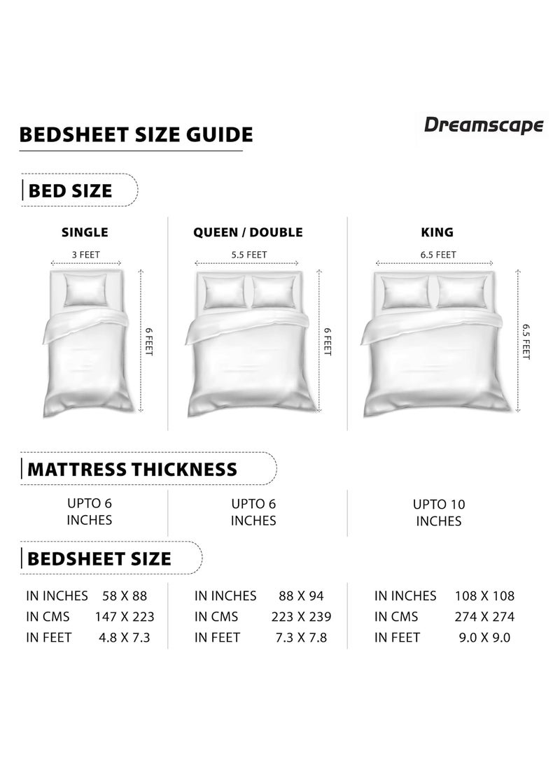 Dreamscape 100 Cotton King Bedsheet with 2 Pillow Covers Size 108 x 108 inches 144 TC Colour Teal Blue