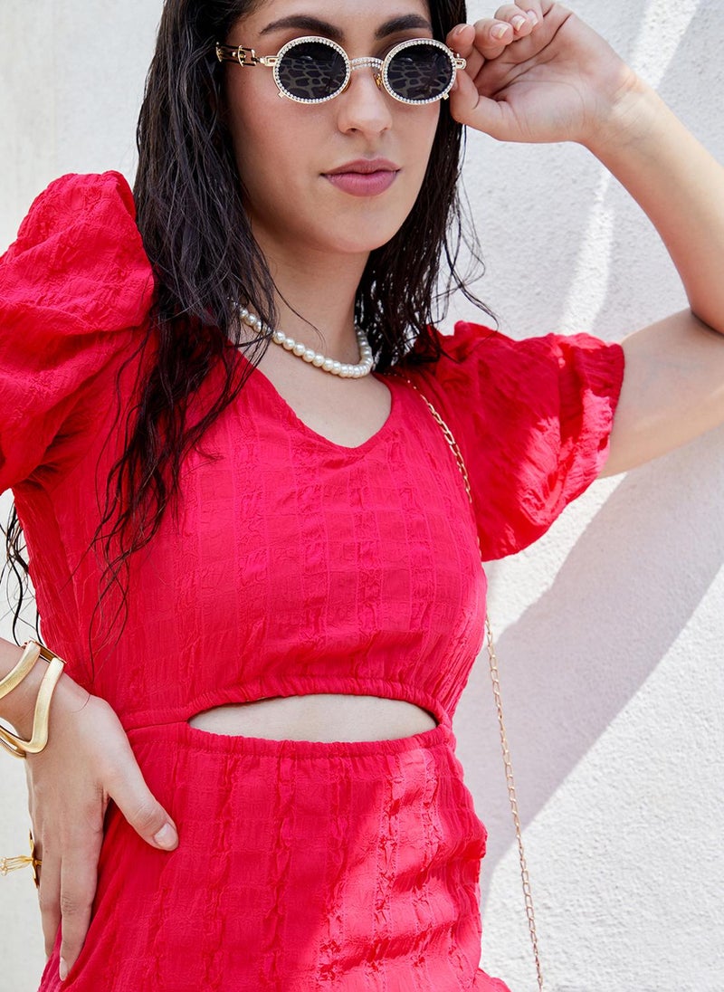 Women's Scarlet Red Cutout Midi Dress