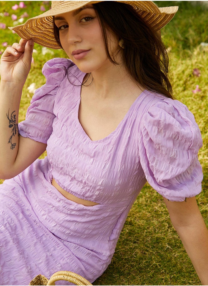 Women's Lilac Creased Midi Dress