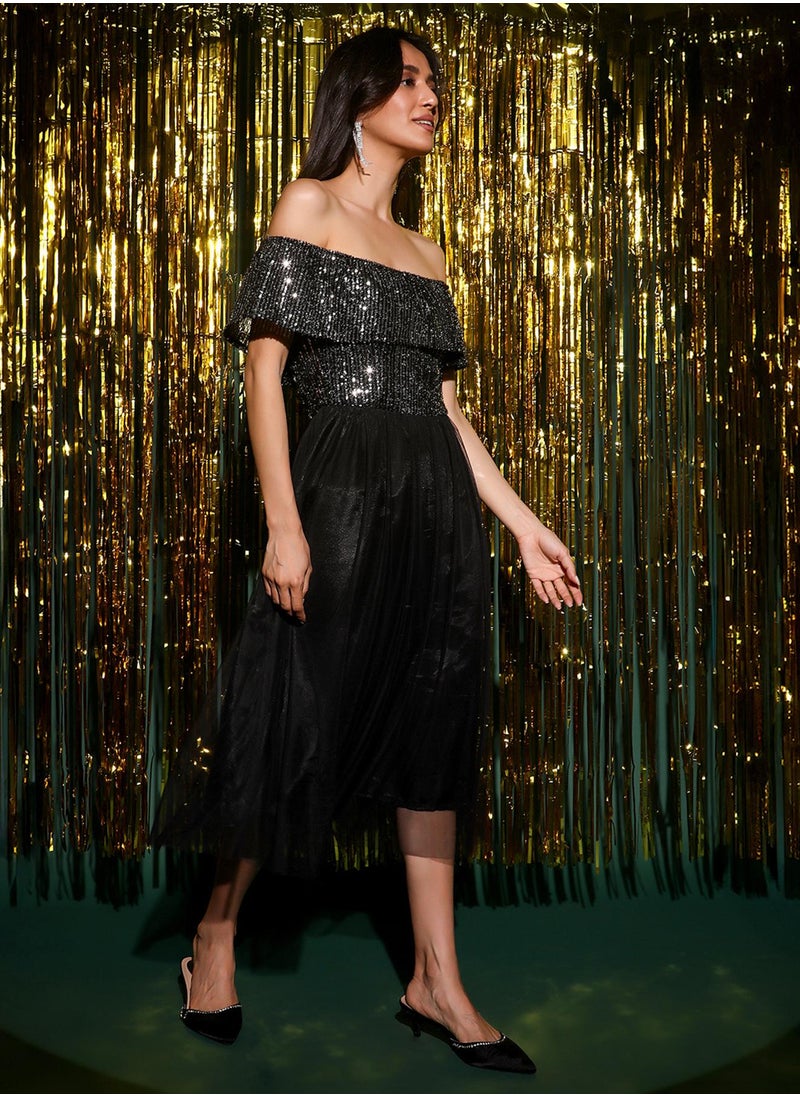 Sequin Bodice Tulle Dress