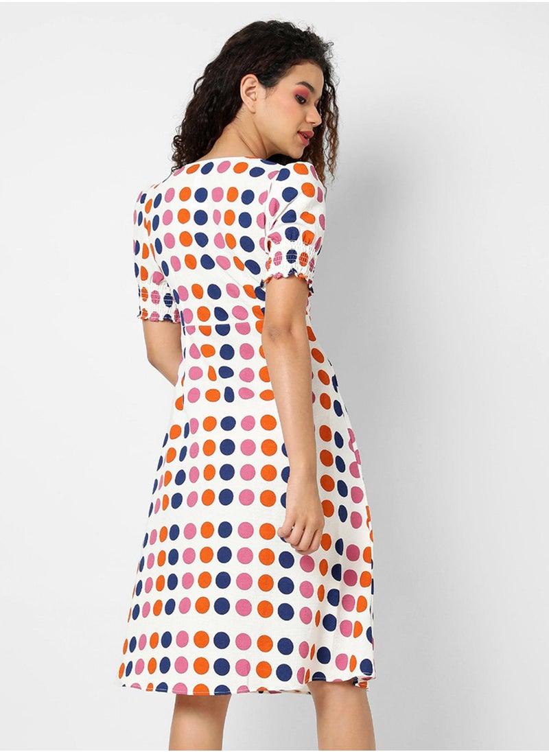 Women's Multicolour Polka Dot Dress