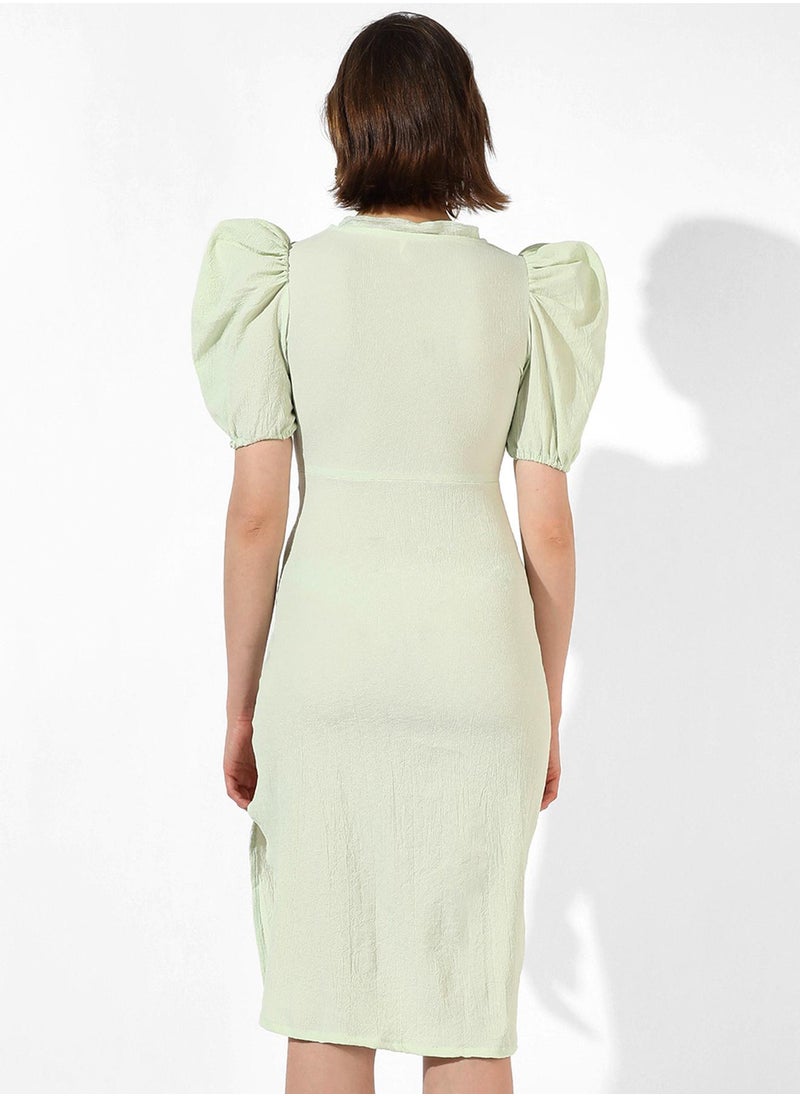 Women's Pastel Green Cutout Midi Dress