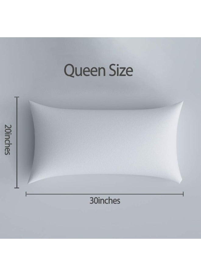 HAPPYMOON Pillowcases with Zipper Queen Size - Zippered Microfiber Pillow Cases for Hair and Skin 2 Pack, Soft Breathable Brushed Pillow Covers Set of 2, 20 X 30 Inches, White