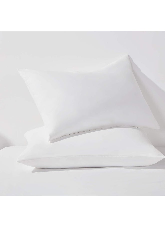 HAPPYMOON Pillowcases with Zipper Queen Size - Zippered Microfiber Pillow Cases for Hair and Skin 2 Pack, Soft Breathable Brushed Pillow Covers Set of 2, 20 X 30 Inches, White