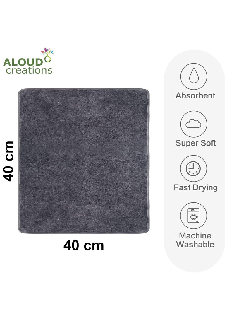 ALOUD CREATIONS 5 pc Microfiber Face Towel Gym Towels 350 GSM 40x40 cm Set of 5 Multicolour