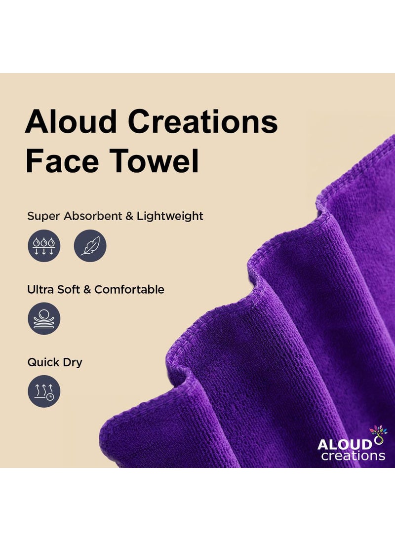 ALOUD CREATIONS 5 pc Microfiber Face Towel Gym Towels 350 GSM 40x40 cm Set of 5 Multicolour
