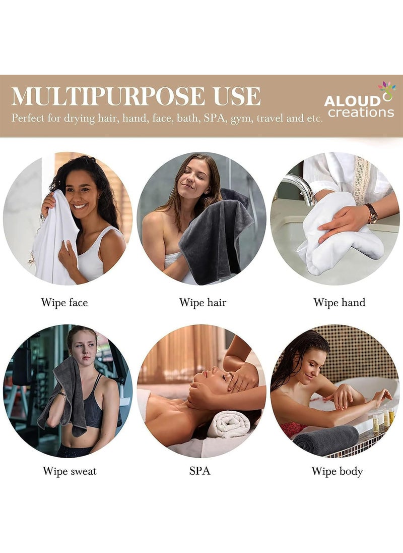 ALOUD CREATIONS 5 pc Microfiber Face Towel Gym Towels 350 GSM 40x40 cm Set of 5 Multicolour
