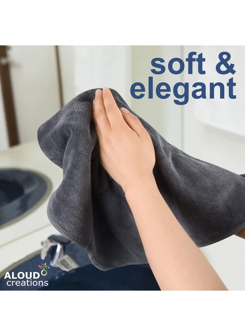 ALOUD CREATIONS 5 pc Microfiber Face Towel Gym Towels 350 GSM 40x40 cm Set of 5 Multicolour