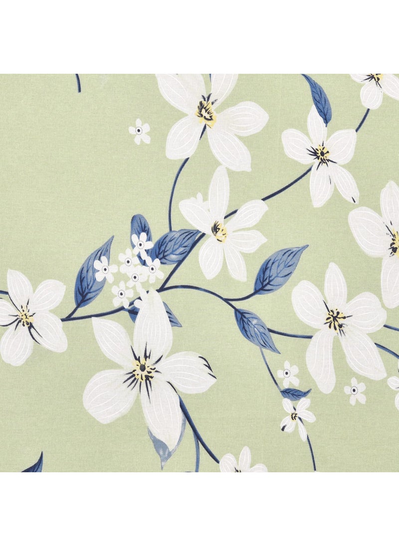 Haus Kinder Double Size Bedsheet for Double Bed 144 TC Pure Cotton Queen Size with 2 Pillow Covers Bed Sheet with Ivory Bloom Green Design