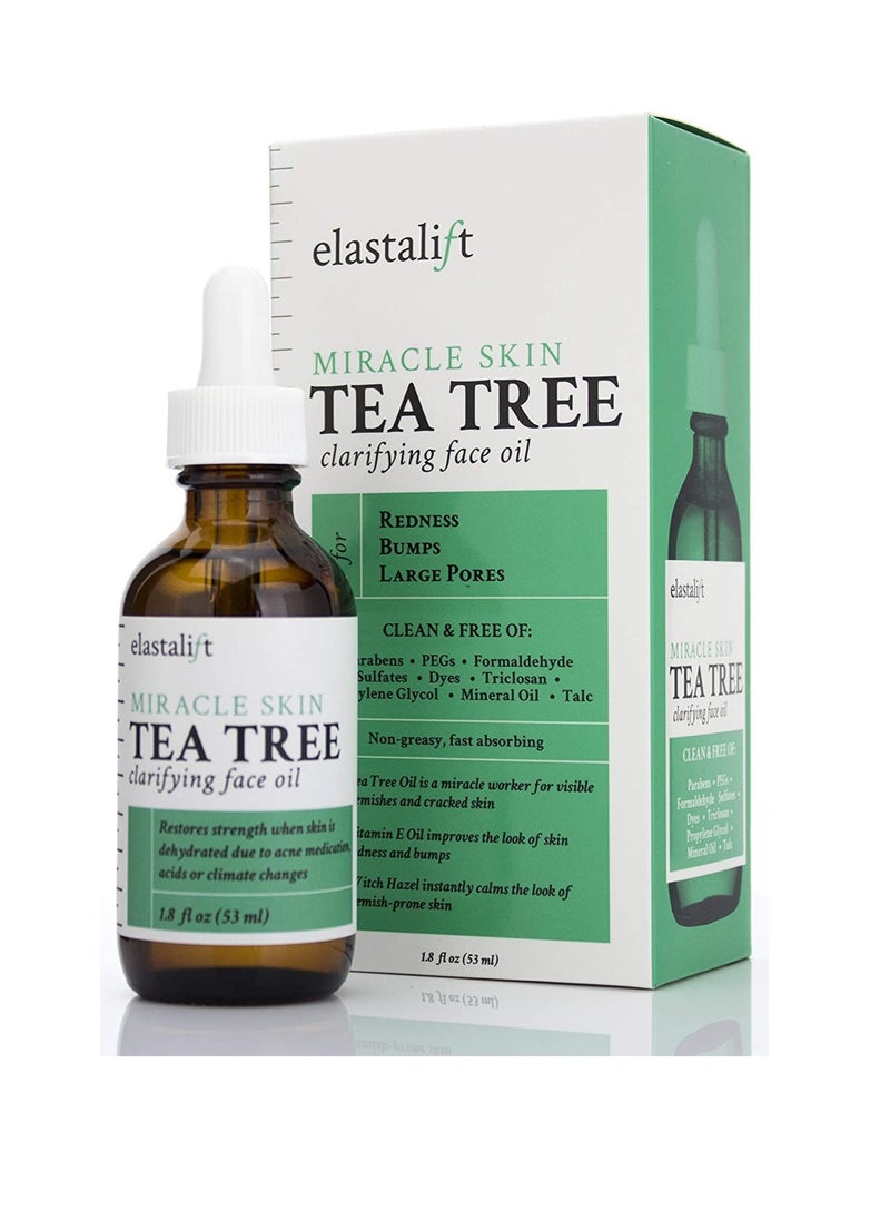 Elastalift Tea Tree Oil Facial Spot Treatment W/Witch Hazel Clarifying Tea Tree Oil For Face Helps Target Redness, Acne, Bumps, Dry Itchy Skin, & Large Pores. Non-Irritating Formula, 1.8 Fl Oz