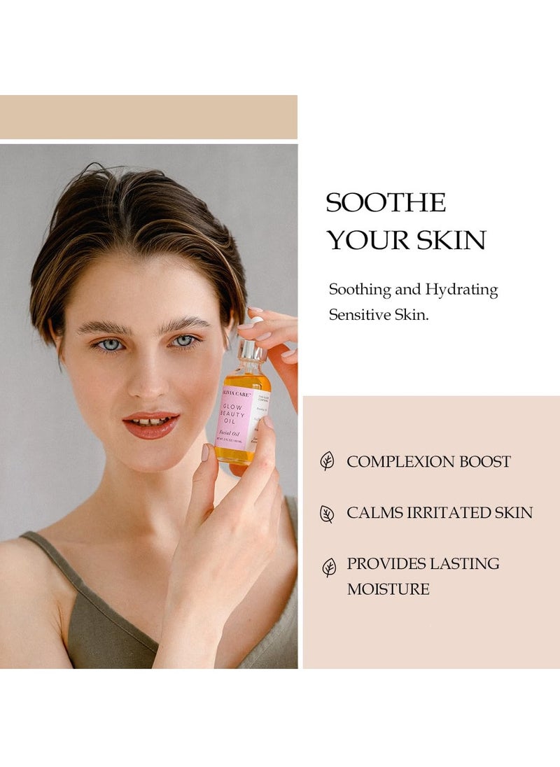 Olivia Care Facial Oil For Glowing Skin Infused with Rosehip, Safflower, Vitamin E & Lavender Essential Oil - Moisturize, Calms, Clear Pores & Antioxidants, Helps in Removing Acne scars