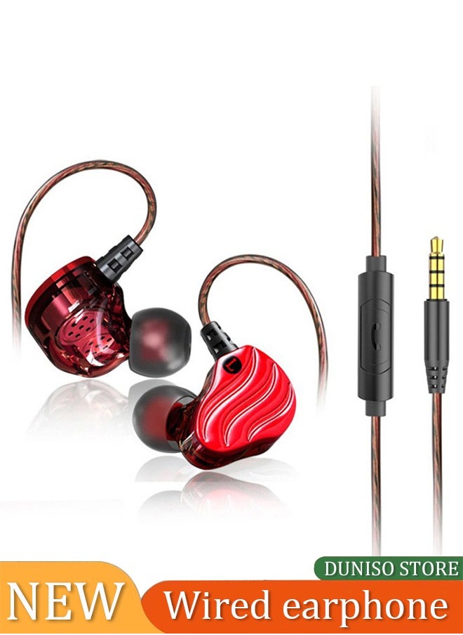 In ear headphone,heavy bass wired monitor dual dynamic headphones, ergonomic cochlear headphones ，with microphone, 1.2M, 3.5MM universal plug