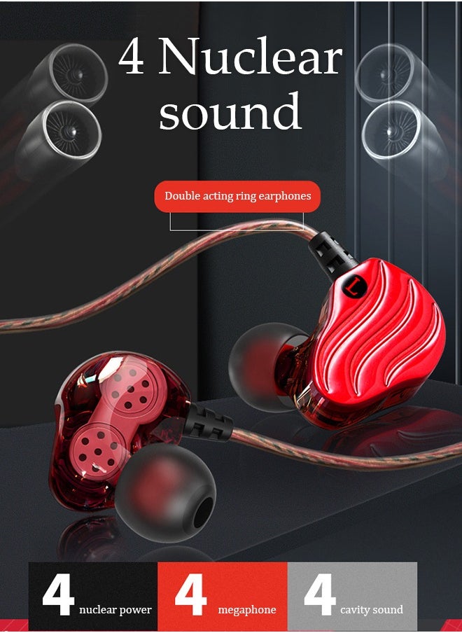 In ear headphone,heavy bass wired monitor dual dynamic headphones, ergonomic cochlear headphones ，with microphone, 1.2M, 3.5MM universal plug