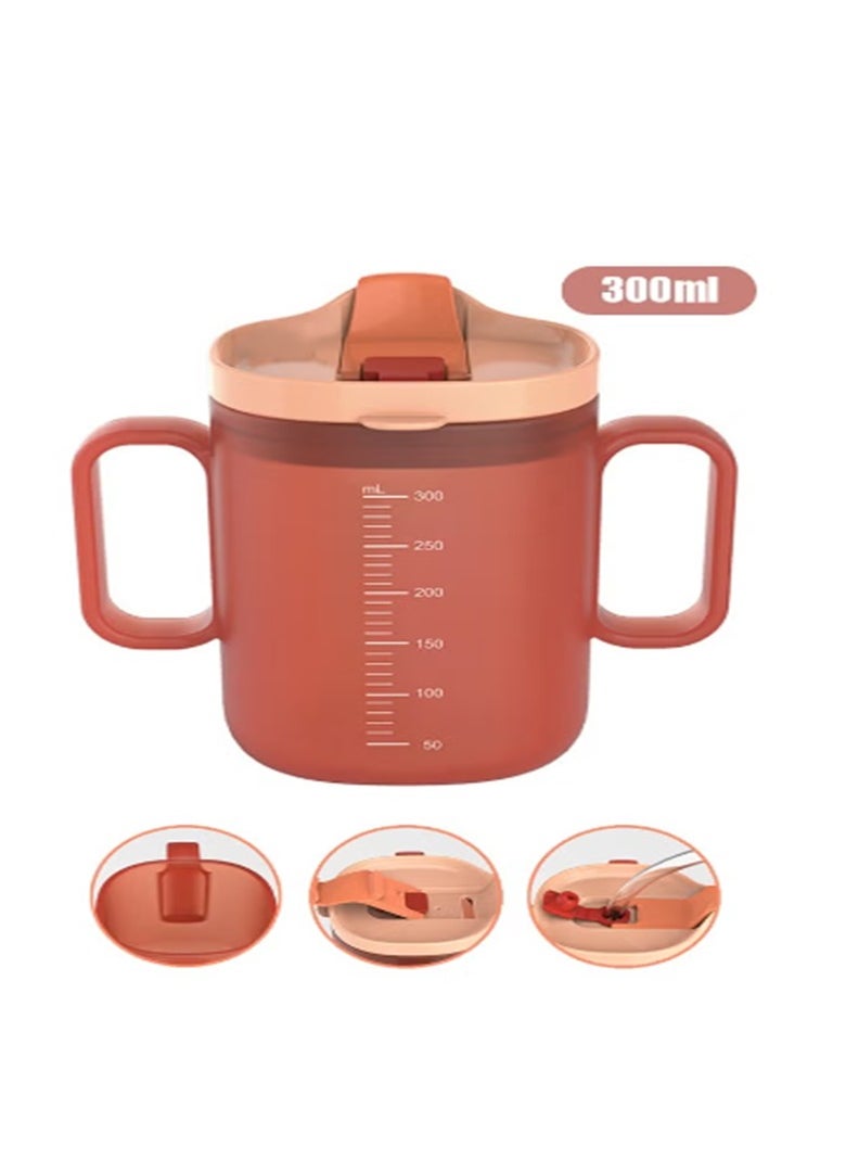 Children's straw cup with handle, portable and reusable splash proof PP coach cup without bisphenol A