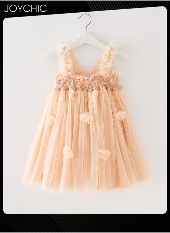 Girls Summer Sleeveless Tulle Tutu Dress Butterfly Flower Print  Dress