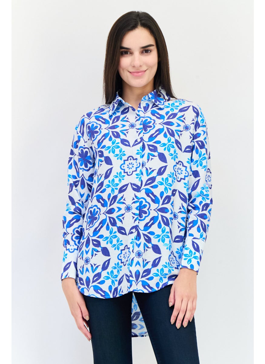 Women Regular Fit Long Sleeve Floral Print Casual Shirts, Multicolor