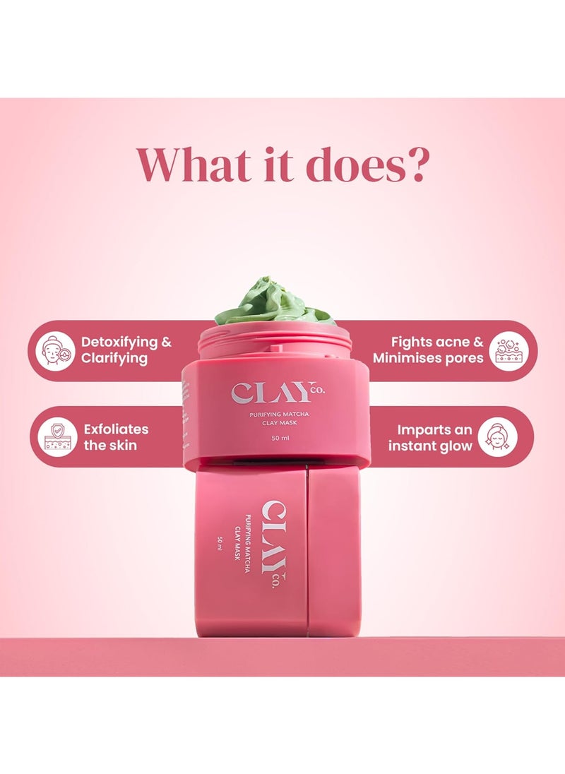Matcha Detox Clay Mask | Deep Cleansing & Brightening | Green Tea & Collagen | Tan Removal & Dark Spot Reduction | Vegan Japanese Skincare | 50ml