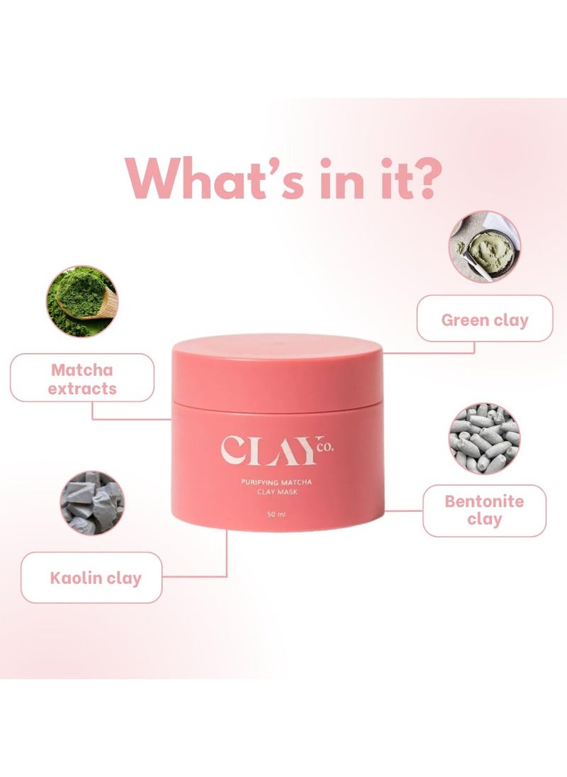 Matcha Detox Clay Mask | Deep Cleansing & Brightening | Green Tea & Collagen | Tan Removal & Dark Spot Reduction | Vegan Japanese Skincare | 50ml