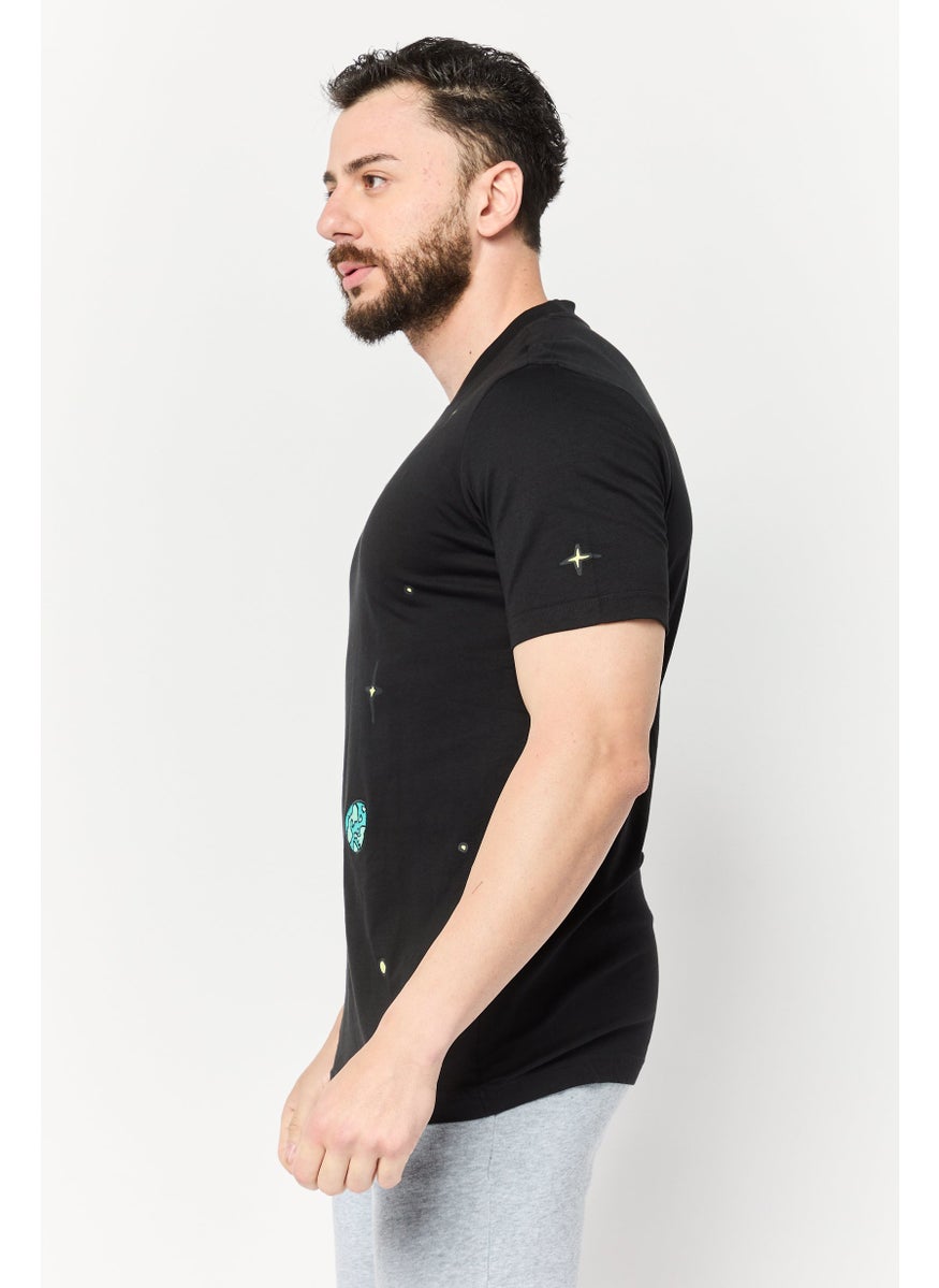 Men Sportswear Fit Short Sleeve Outdoor T-shirt, Black