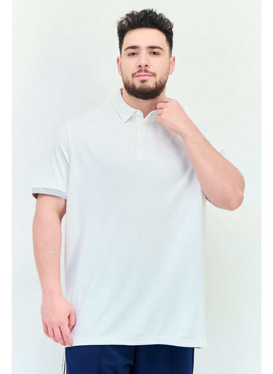 Men Sportswear Fit Brand Logo Short Sleeves Outdoor Polo Shirt, White