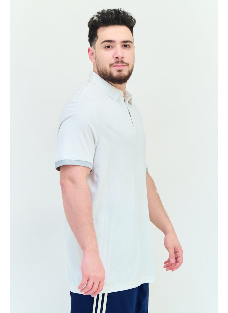 Men Sportswear Fit Brand Logo Short Sleeves Outdoor Polo Shirt, White