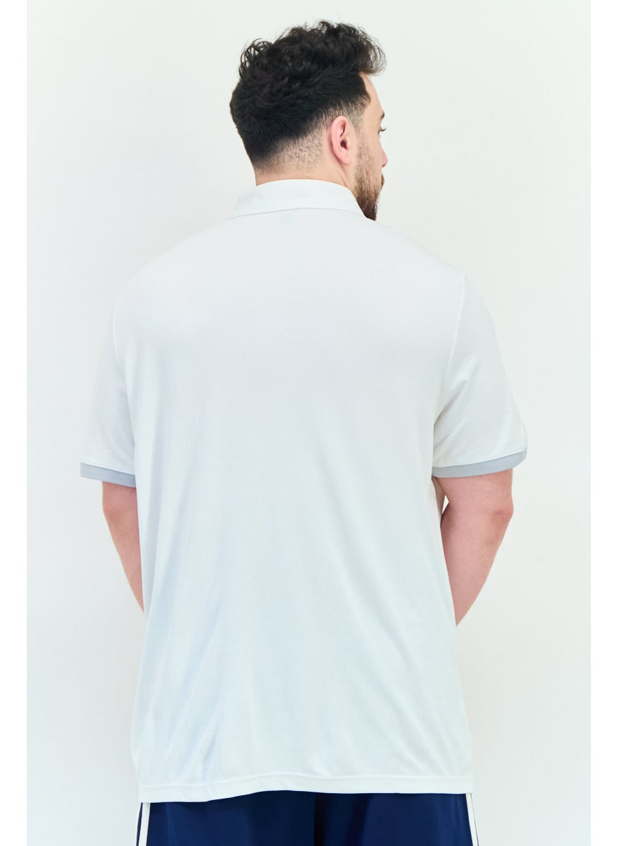 Men Sportswear Fit Brand Logo Short Sleeves Outdoor Polo Shirt, White
