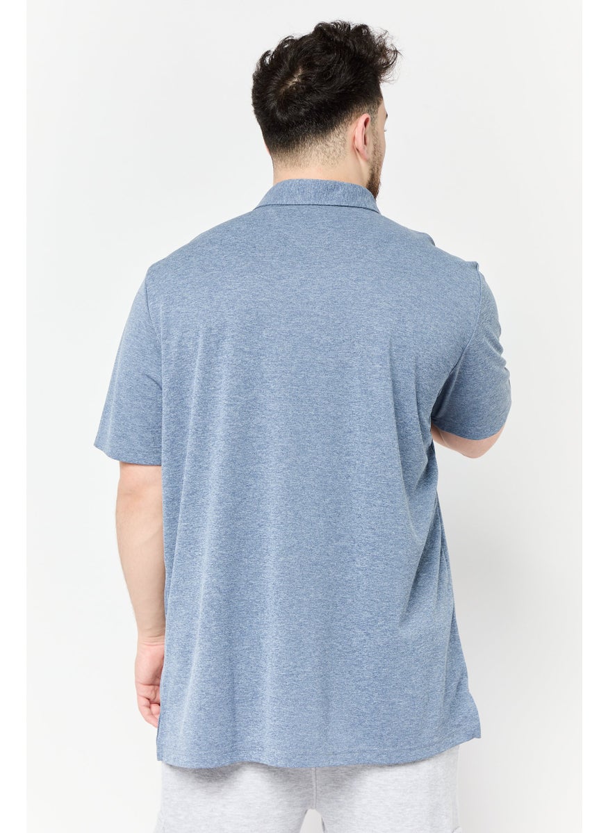 Men Sportswear Fit Short Sleeve Advantage Novelty Outdoor Polo Shirt, Heather Blue