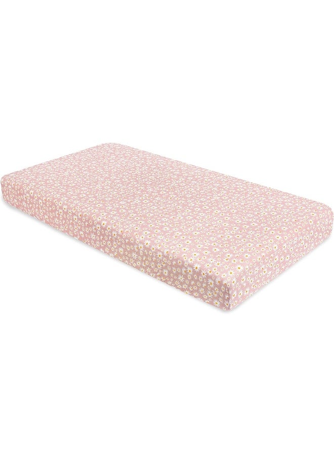 Babyletto 100% Organic Cotton Crib Sheet, GOTS-Certified, Fitted 360°, Ultra-Soft and Breathable Muslin - Daisy