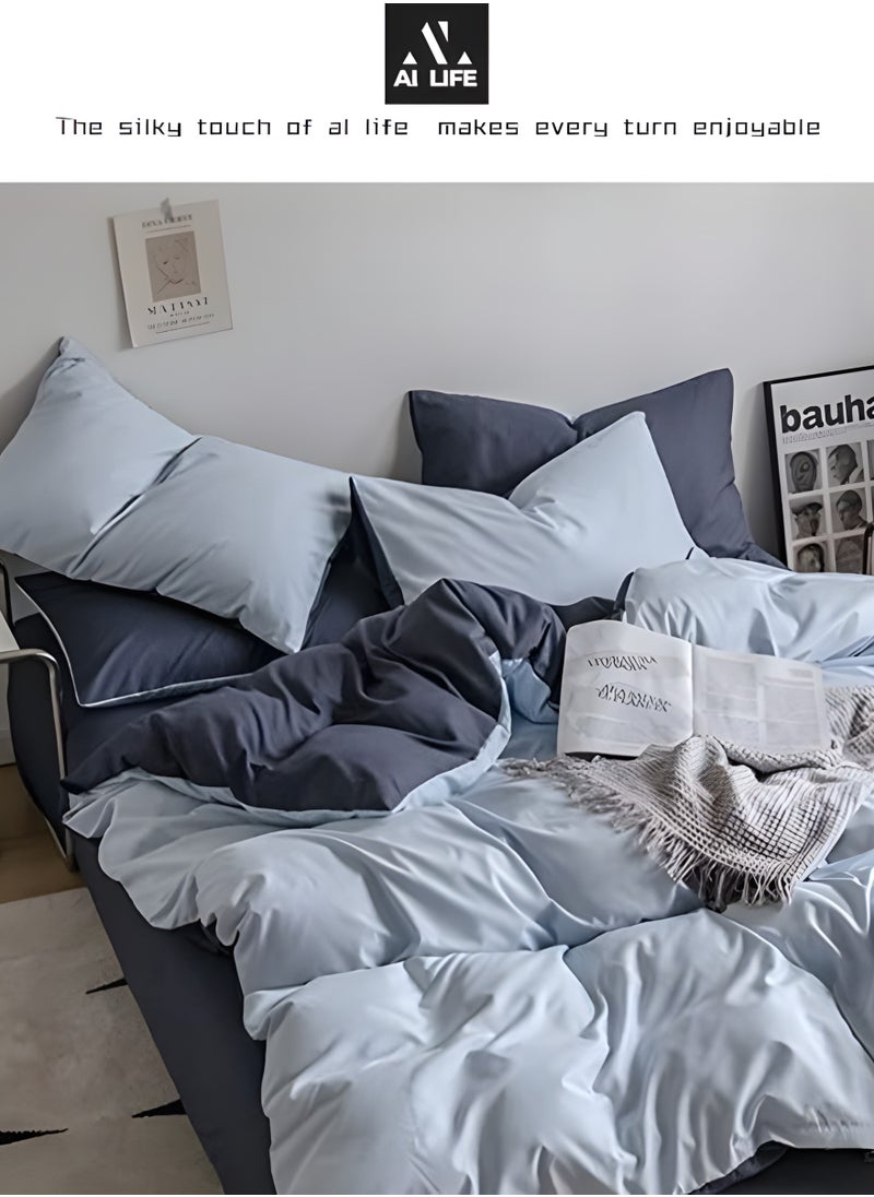 AI LIFE King Size Bedding Flat Sheet 6 PCS Bed Sheet Set Super Soft Cotton Breathable Cozy Non Pilling Sheets Shrinkage and Fade Resistant Easy Care