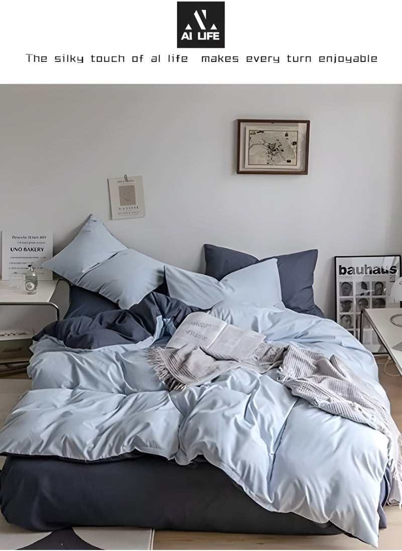 AI LIFE King Size Bedding Flat Sheet 6 PCS Bed Sheet Set Super Soft Cotton Breathable Cozy Non Pilling Sheets Shrinkage and Fade Resistant Easy Care