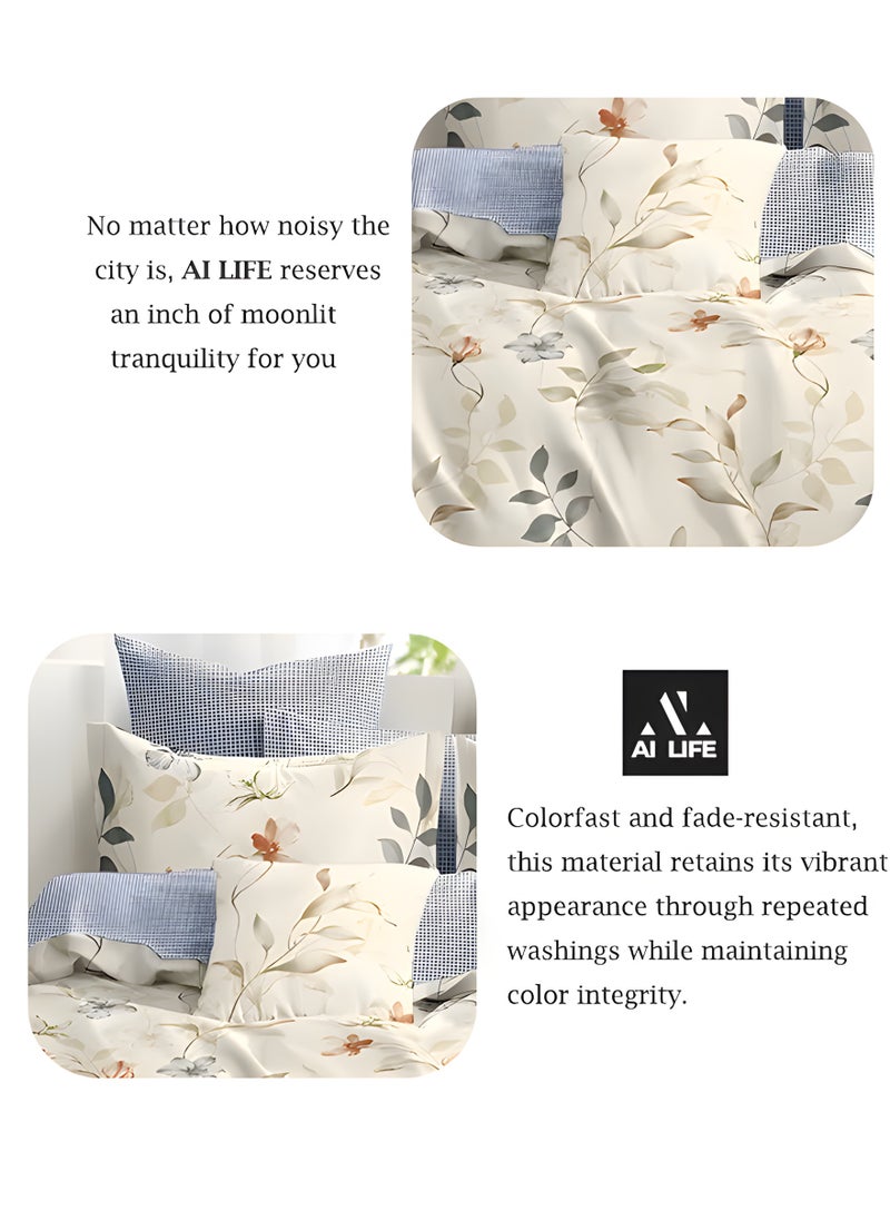 AI LIFE King Size 6-pcs Bedding Sheet Super Soft Cotton Breathable Cozy Non Pilling Sheets-Durable, Fade Resistant