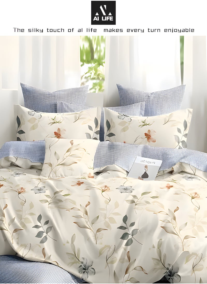 AI LIFE King Size 6-pcs Bedding Sheet Super Soft Cotton Breathable Cozy Non Pilling Sheets-Durable, Fade Resistant