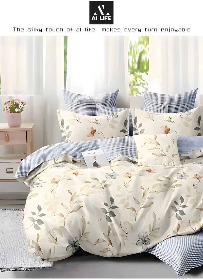 AI LIFE King Size 6-pcs Bedding Sheet Super Soft Cotton Breathable Cozy Non Pilling Sheets-Durable, Fade Resistant