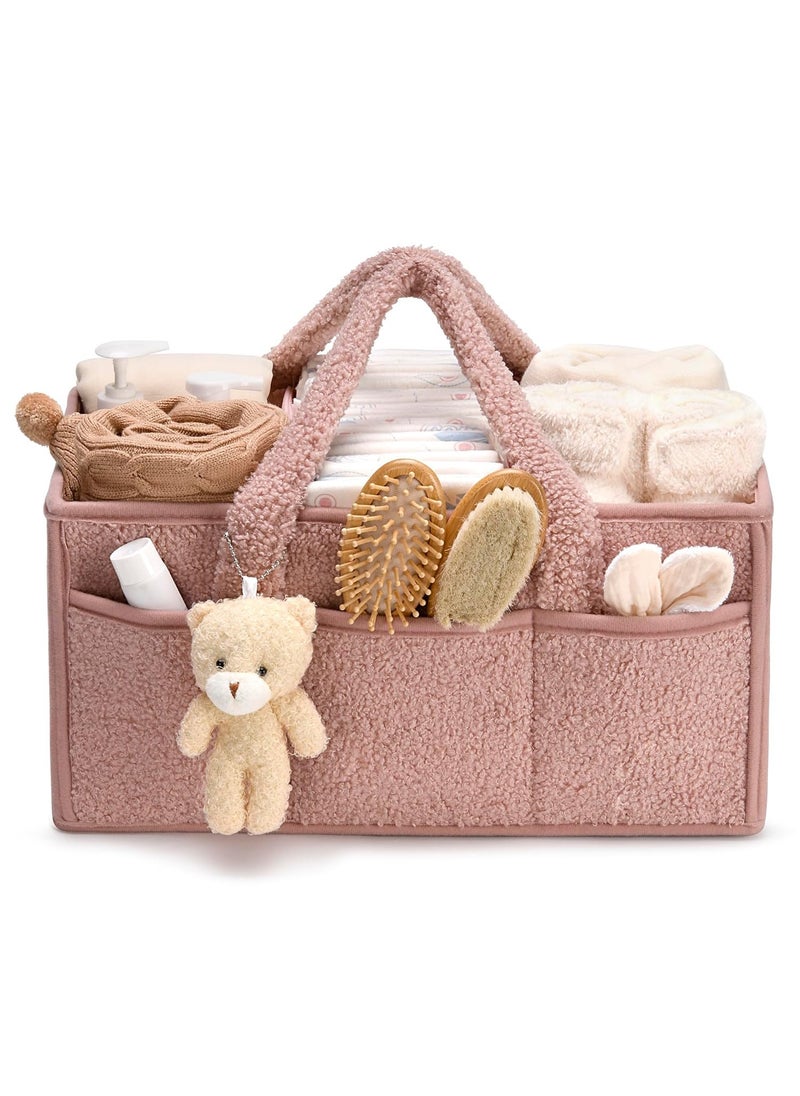 Baby Diaper Caddy Organizer for Changing Table, Baby Storage Basket for Diapers and Baby Wipes, Gift for Baby Shower, Car Caddy Organizer, Nursery Diaper Organizer, Portable Diaper Storage