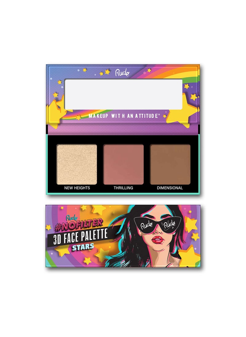 RUDE NOFILTER 3D FACE PALETTE, Stars