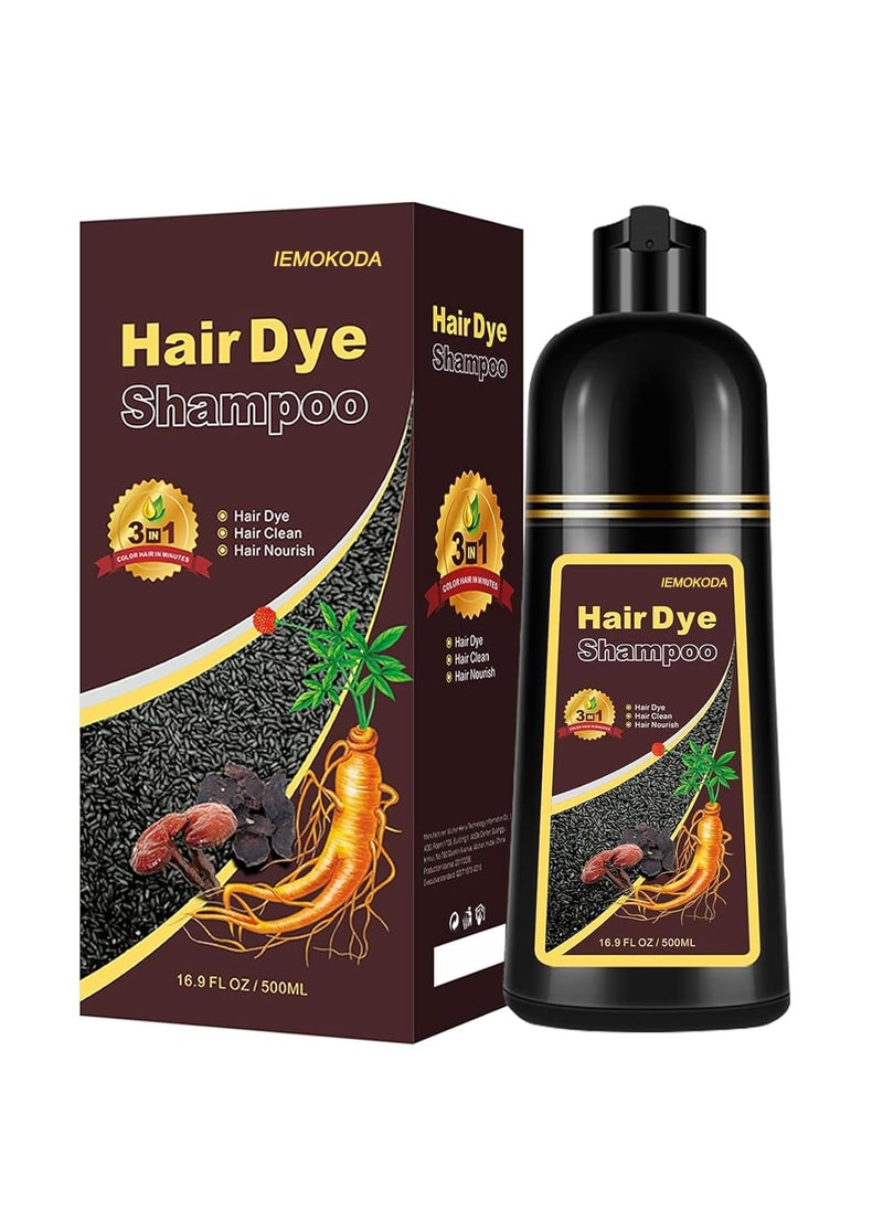 Fvquhvo Natural Instant 3 in 1 Hair Color Dye Shampoo for Gray Hair - Men & Women, Long Lasting Dark Brown