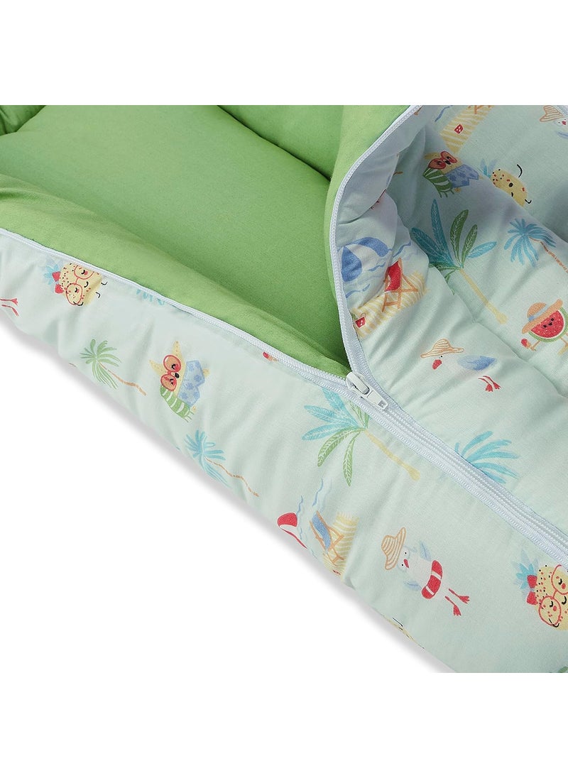 Haus Kinder Cotton Poplin 3 in 1 Baby Carry Nest Cum Sleeping Bag Baby Sleeping Nest Multi Color Carry Nest for New Born Baby to 6 Months Perfect Size for Your Baby 6730Cm Sunny Citrus Splash