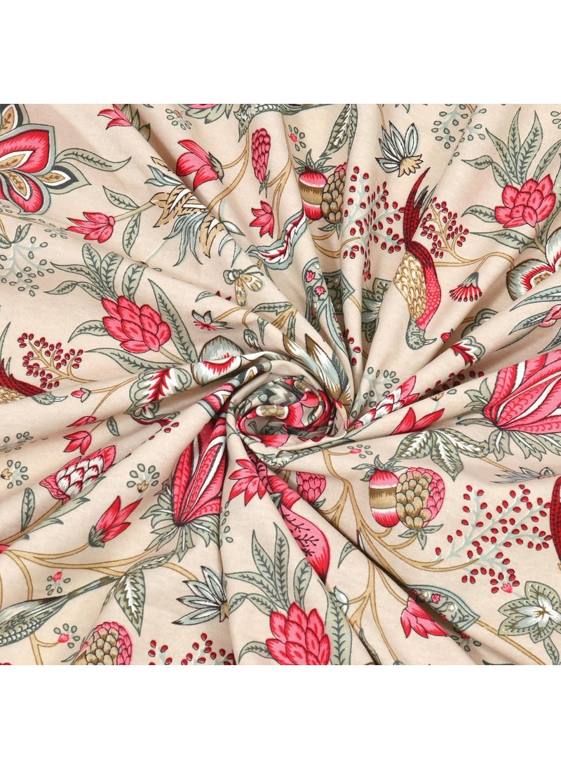 Bilberry Furnishing By Preeti Grover 100 Cotton Floral Printed King Size Bedsheet 108 x 108 Inches with 2 Matching Pillow Covers I 180 TC Cotton Double Bed King Size Bedsheet Red