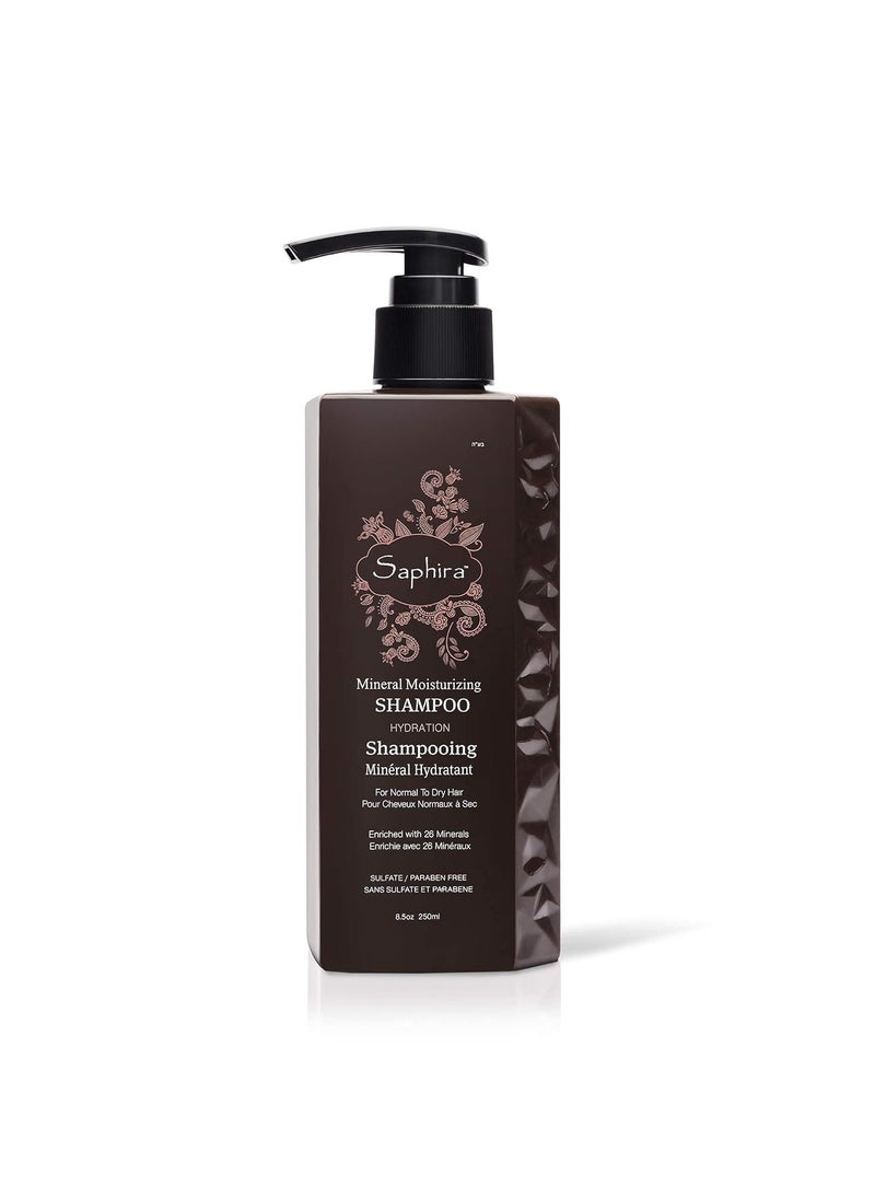 Saphira Mineral Moisturizing Shampoo, Hydration and Shine for Dry, Damaged, Permed or Chemically Treated Hair and Scalp, Sulfate-Free, Paraben-Free, Vegan, Prevents Frizz and Split Ends