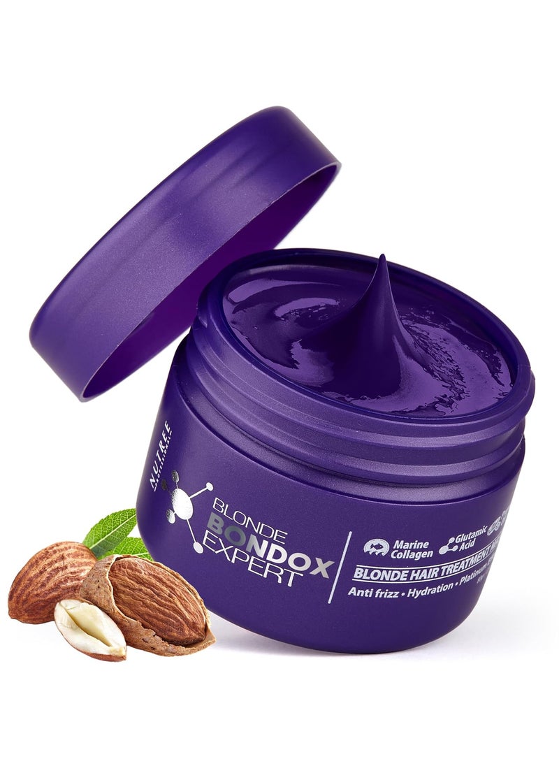 Nutree Professional HAIR MASK FOR DAMAGED HAIR BLONDE BONDOX TREATMENT 2.82 oz Thermal Activated Mask for Dry Frizzy Hair | Formaldehyde Free | Results for up to 1-3 months | Almond Oil Hair Repair