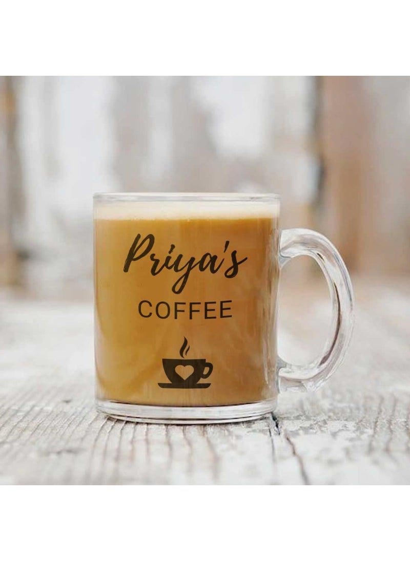 Nutcase Customized Glass Coffee Mugs for Tea with Add Name 350ml - Cup